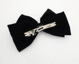 VeryShine Barrettes & Clips Luxury silk velvet layered bow french barrette Black premium hair bow for women