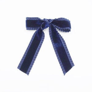 VeryShine Barrettes & Clips Navy velvet layered frill hair bow Fall Winter hair accessory for women