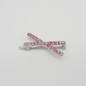 VeryShine Barrettes & Clips Pink rhinestone embellished cross magnetic hair clip
