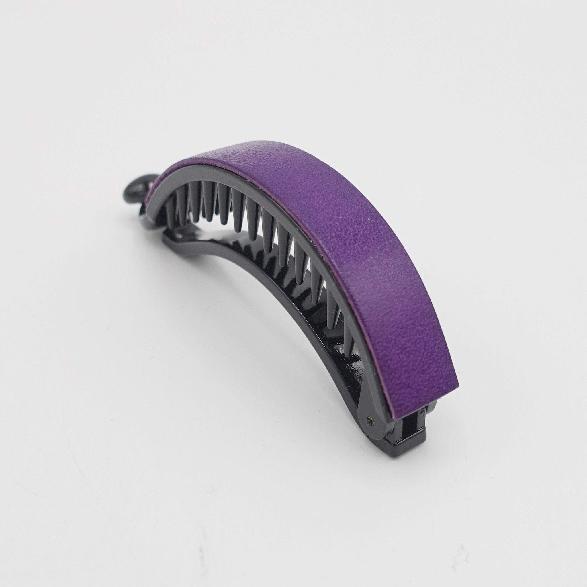 VeryShine Barrettes & Clips Purple genuine leather covered half moon hair claw basic woman hair accessory