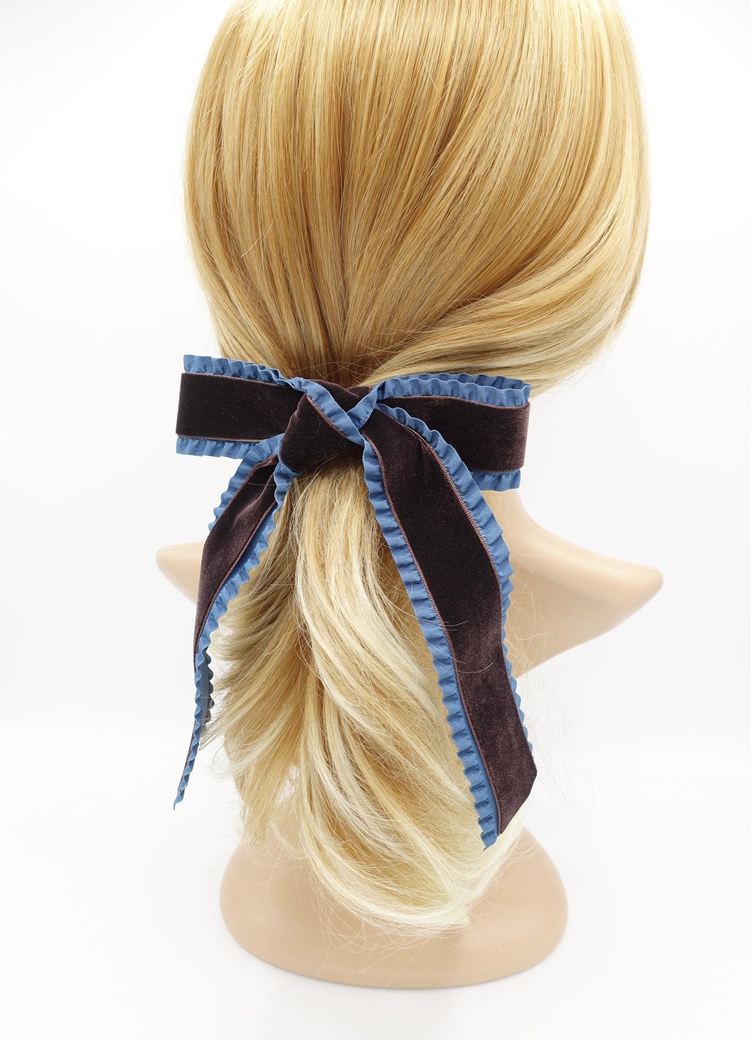 VeryShine Barrettes & Clips velvet layered frill hair bow Fall Winter hair accessory for women