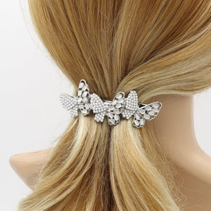 VeryShine Barrettes Silver butterfly hair barrette pearl catseye embellished hair accessory for women
