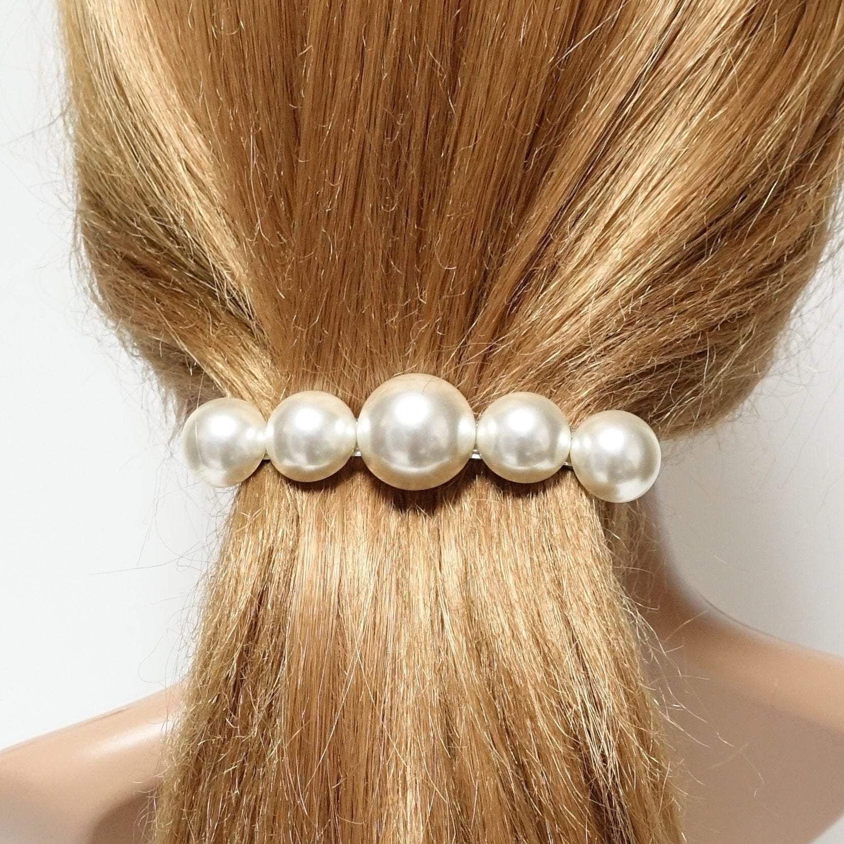 VeryShine big sleek pearl ball decorated french barrette