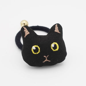 VeryShine Black cat embroidery hair elastic character ponytail holder hair ties