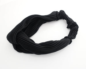 VeryShine Black front twist pleated fabric cross headband women accessory