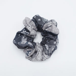 VeryShine Black gradient color paisley print scrunchies hair elastic accessory for women