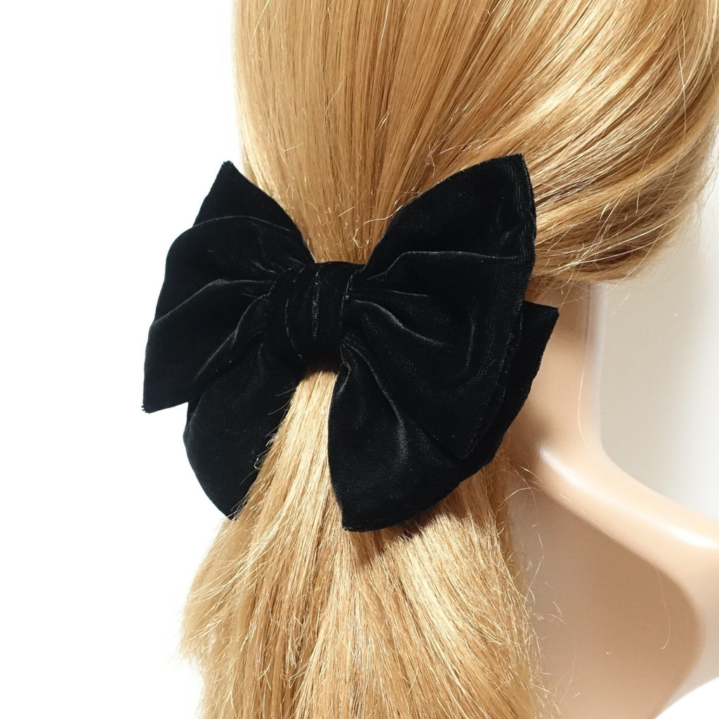 SeliniNY The Velvet Ribbon Hair Bow- 4 Colors Black