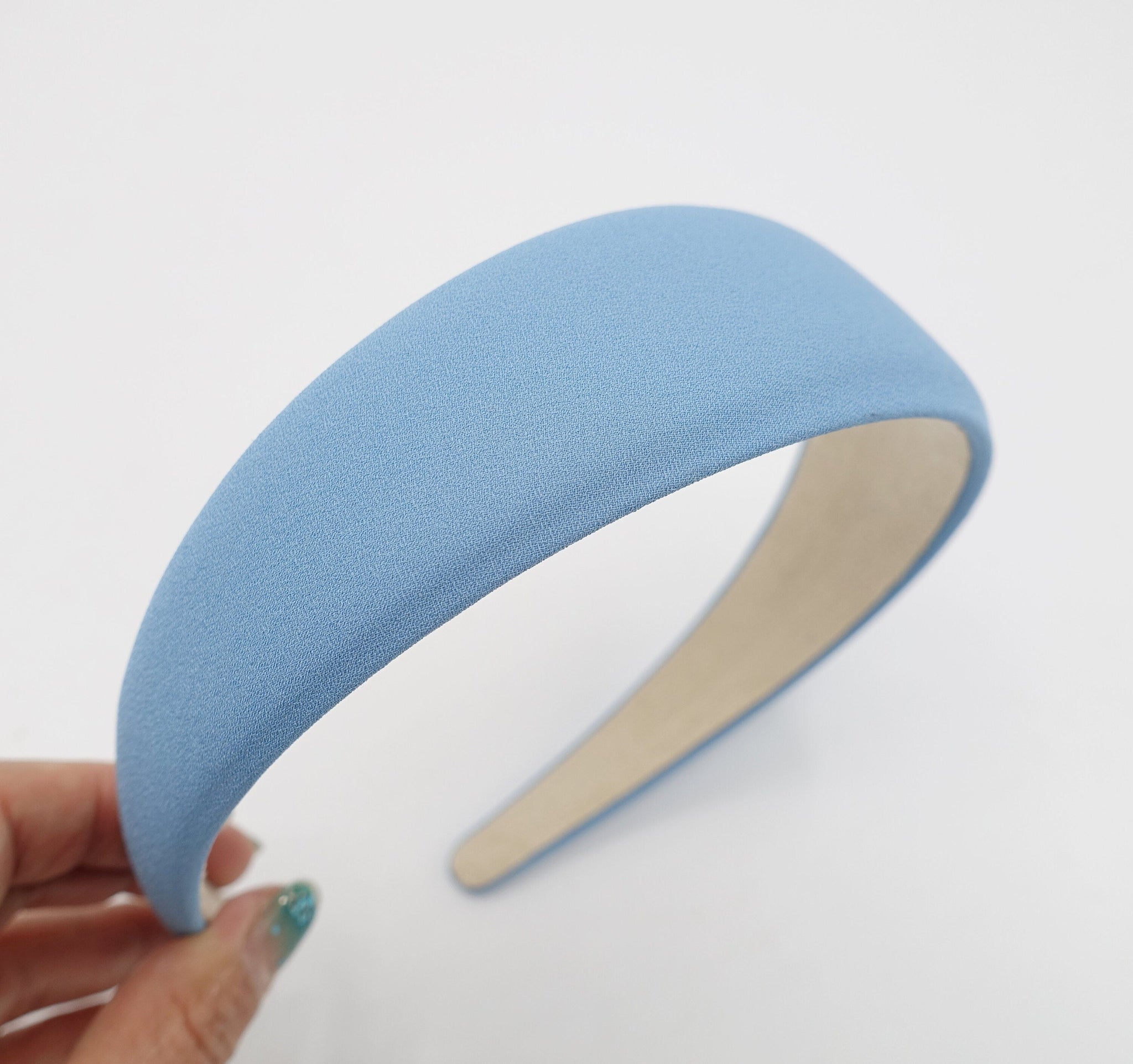 VeryShine Blue chiffon solid color  basic padded headband women hairband