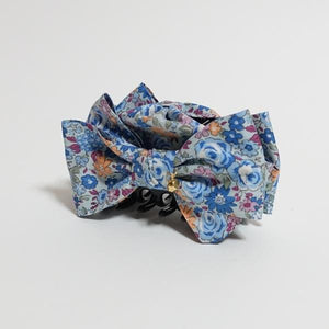 VeryShine Blue Floral Garden Flower Print Bow Hair Jaw Claw Clip Women Hair Accessories Handmade Bow Clamp