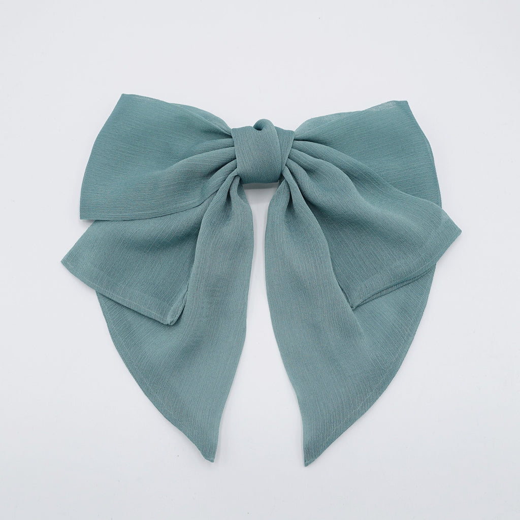 VeryShine Blue green chiffon 2 tails hair bow large hair accessory for women