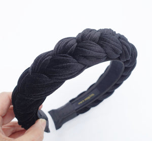 VeryShine braided velvet headband wide version stylish chunky hairband women plaited hair  accessory