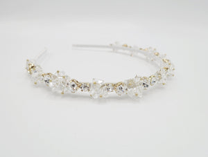 VeryShine Bridal acc. White luxury crystal rhinestone headband polyhedron jewel beaded hairband for women