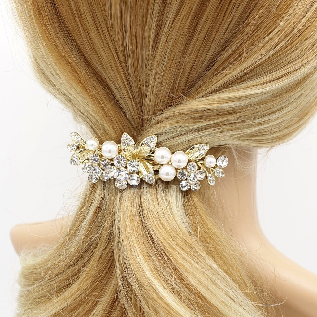 VeryShine bridal branch hair barrette rhinestone pearl hair accessory for women
