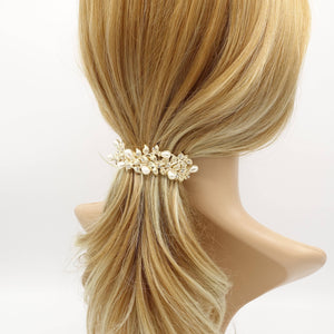 VeryShine bridal hair barrette pearl rhinestone hair barrette flower stem wedding hair accessory