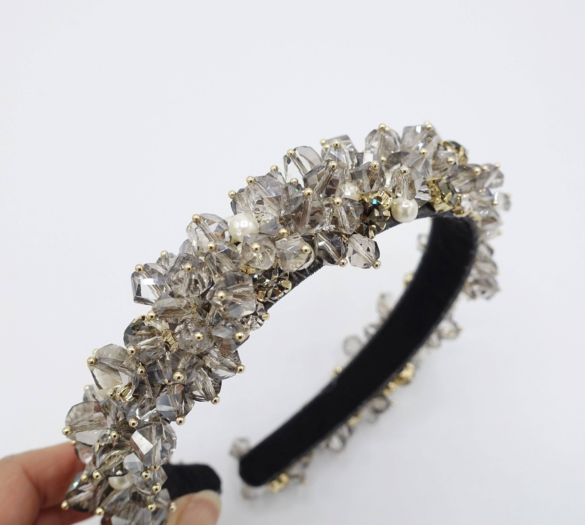 VeryShine bridal headband crystal pearl beaded hairband rhinestone jewel hair accessory for women