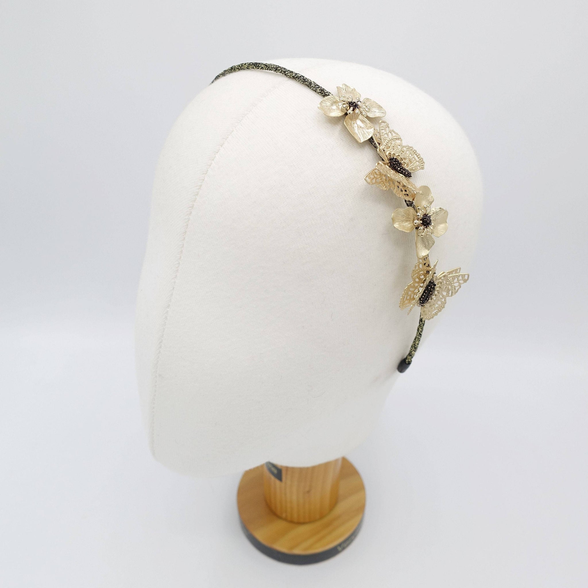 VeryShine butterfly  metal thin headband flower hairband for women