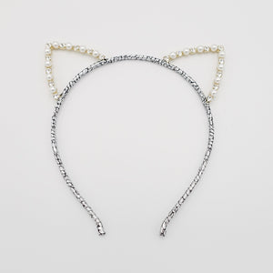 VeryShine cat ear pearl rhinestone embellished headband special event crystal hairband for women