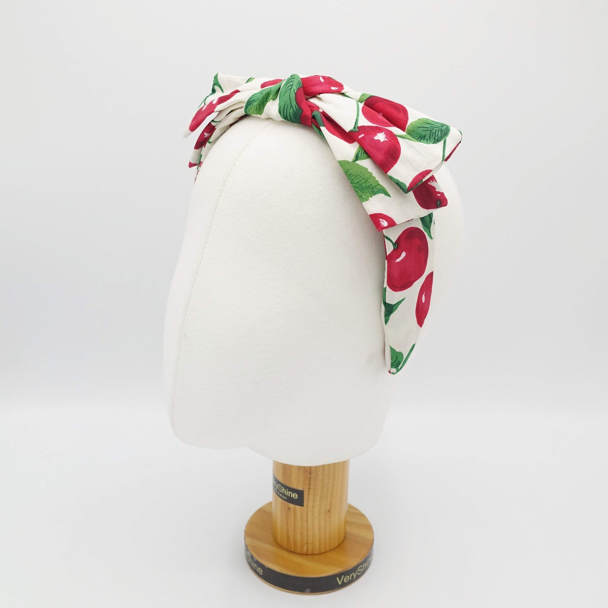 VeryShine cherry print headband wired bow knot hairband for women