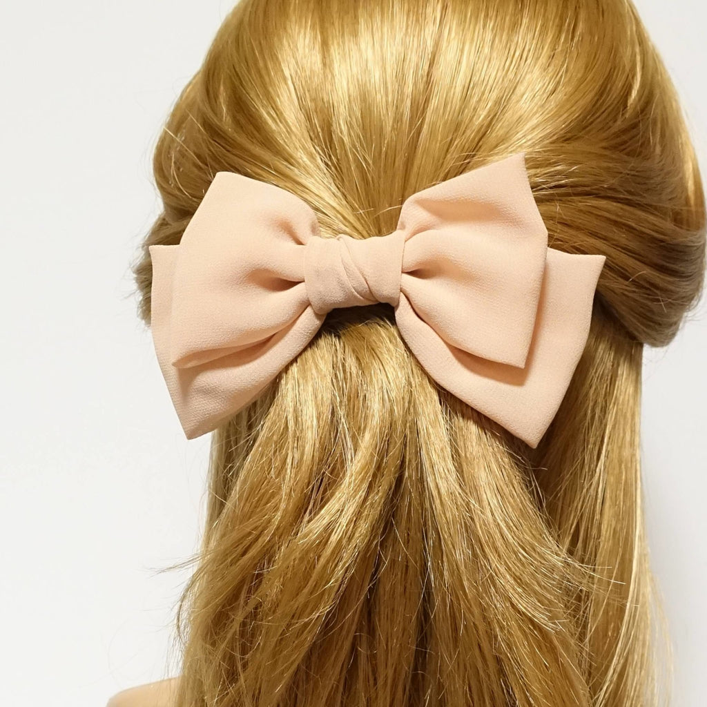 VeryShine chiffon Bow french hair barrette Solid Color Layer hair bow Women Hair Clip