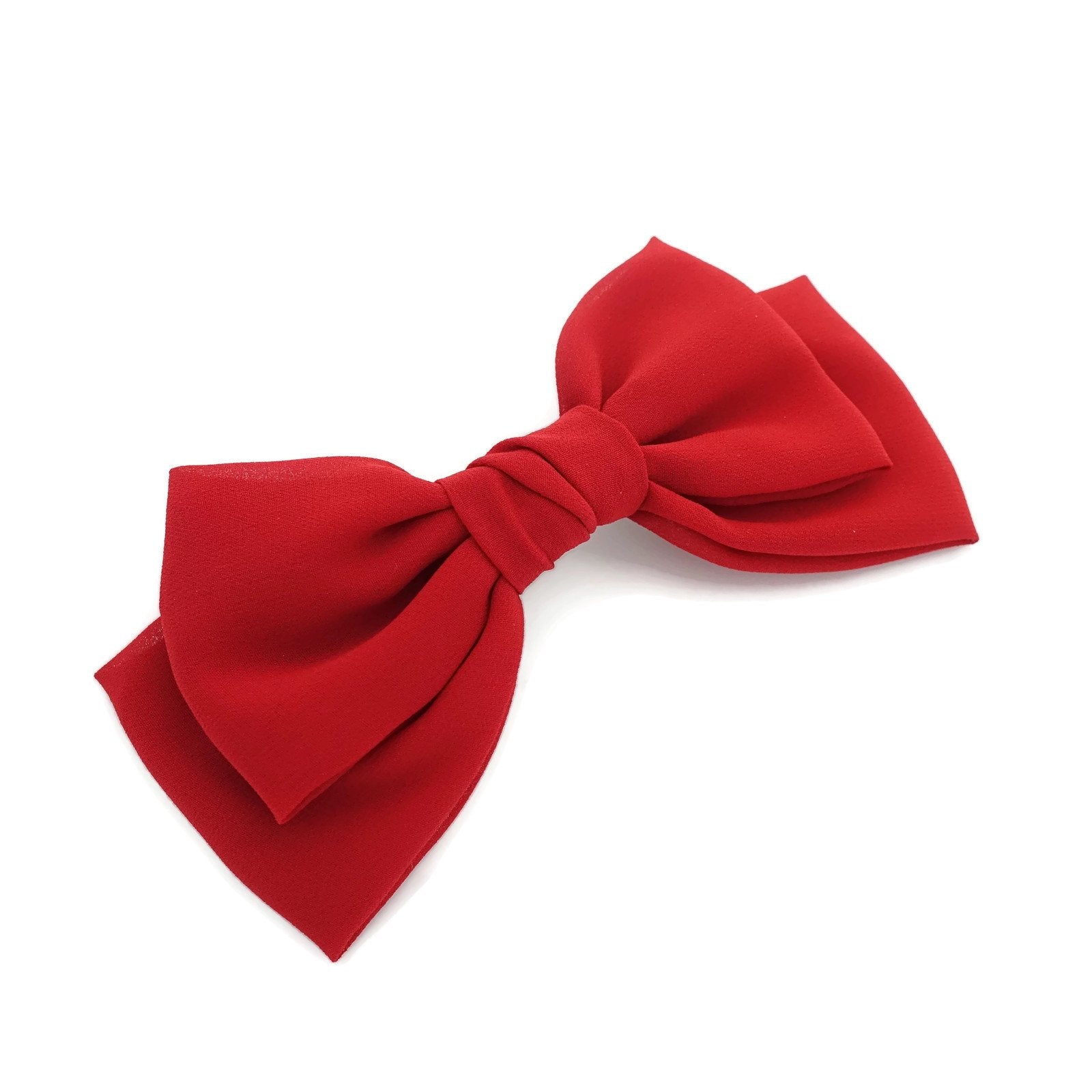 VeryShine chiffon Bow french hair barrette Solid Color Layer hair bow Women Hair Clip