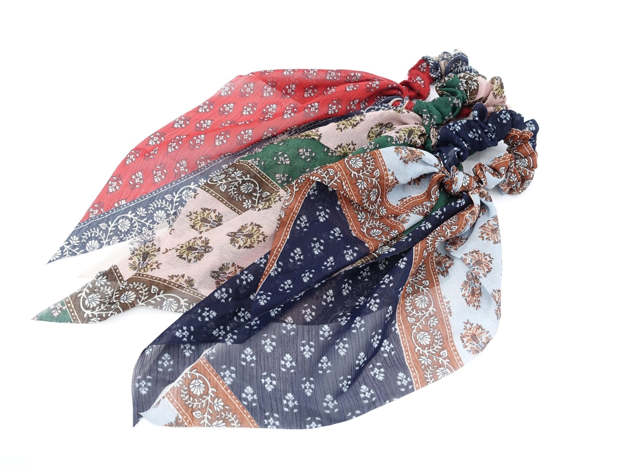 VeryShine chiffon floral paisley scrunchies tail knotted hair tie for women