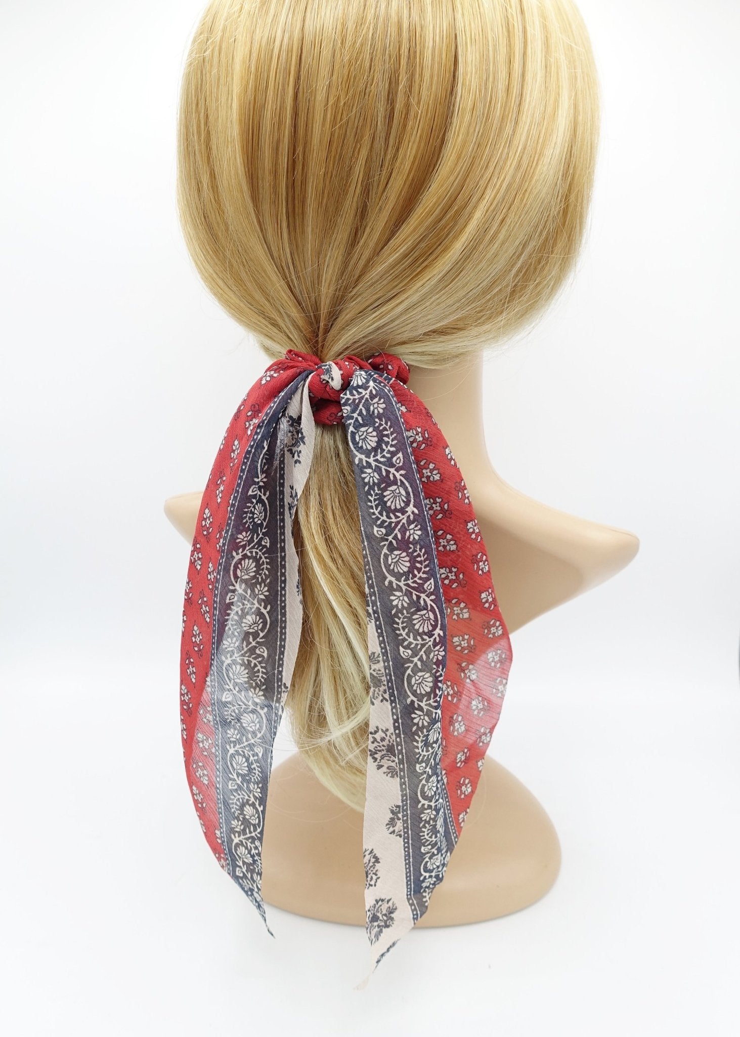 VeryShine chiffon floral paisley scrunchies tail knotted hair tie for women