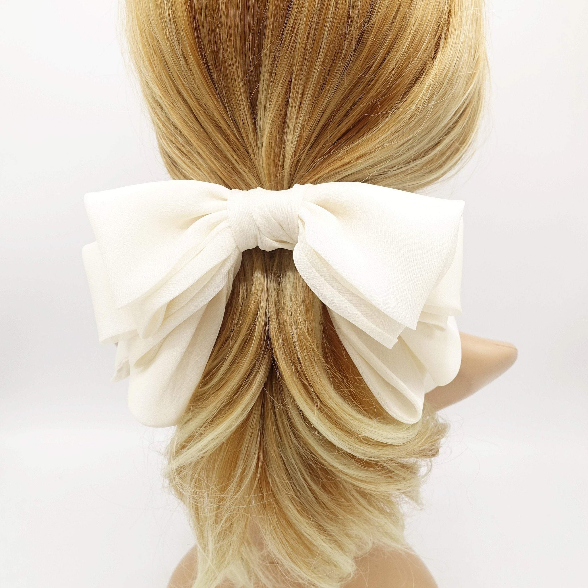 cream white hair bow