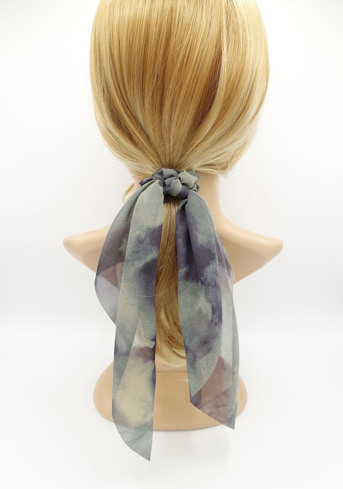 VeryShine chiffon pale color long tail scrunchies bow knotted scrunchie women hair accessory