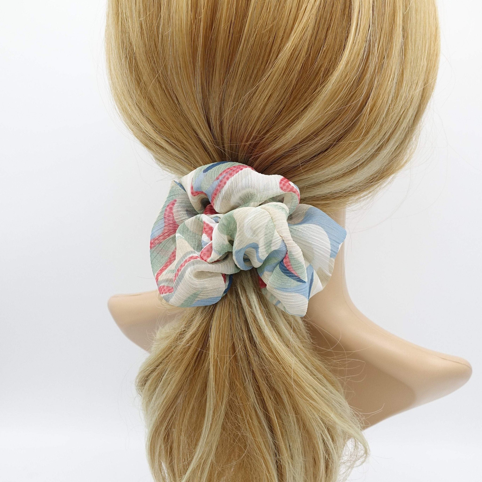 VeryShine chiffon wave print scrunchies hair elastic accessory for women