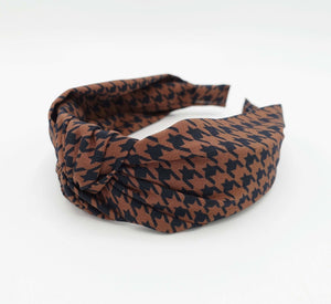 VeryShine Choco brown plaid check knotted headband casual woman hairband hair accessories