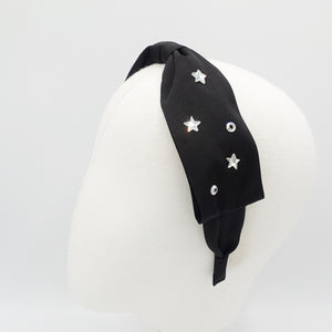 VeryShine Circle crystal hotfix embellished  black bow tie headband