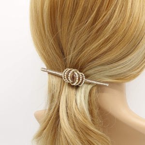 VeryShine claw/banana/barrette Beige cellulose acetate hair barrette triple wrap knot bling style hair barrette for women