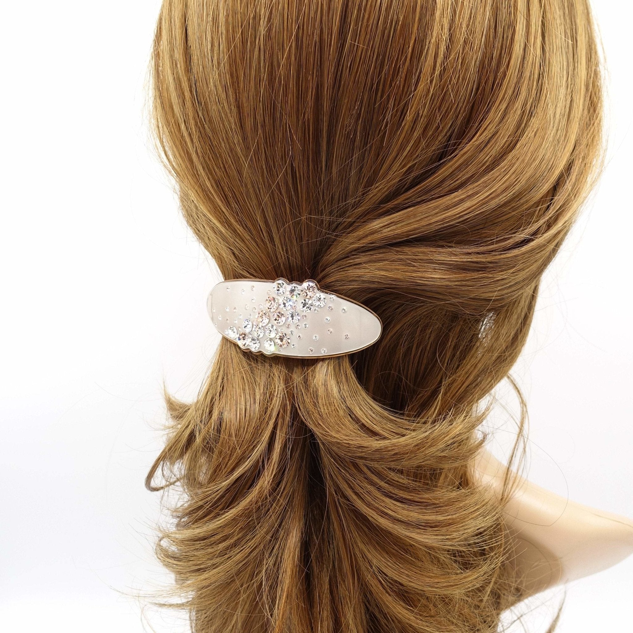 VeryShine claw/banana/barrette Beige galaxy rhinestone embellished cellulose acetate hair barrette women hair accessory