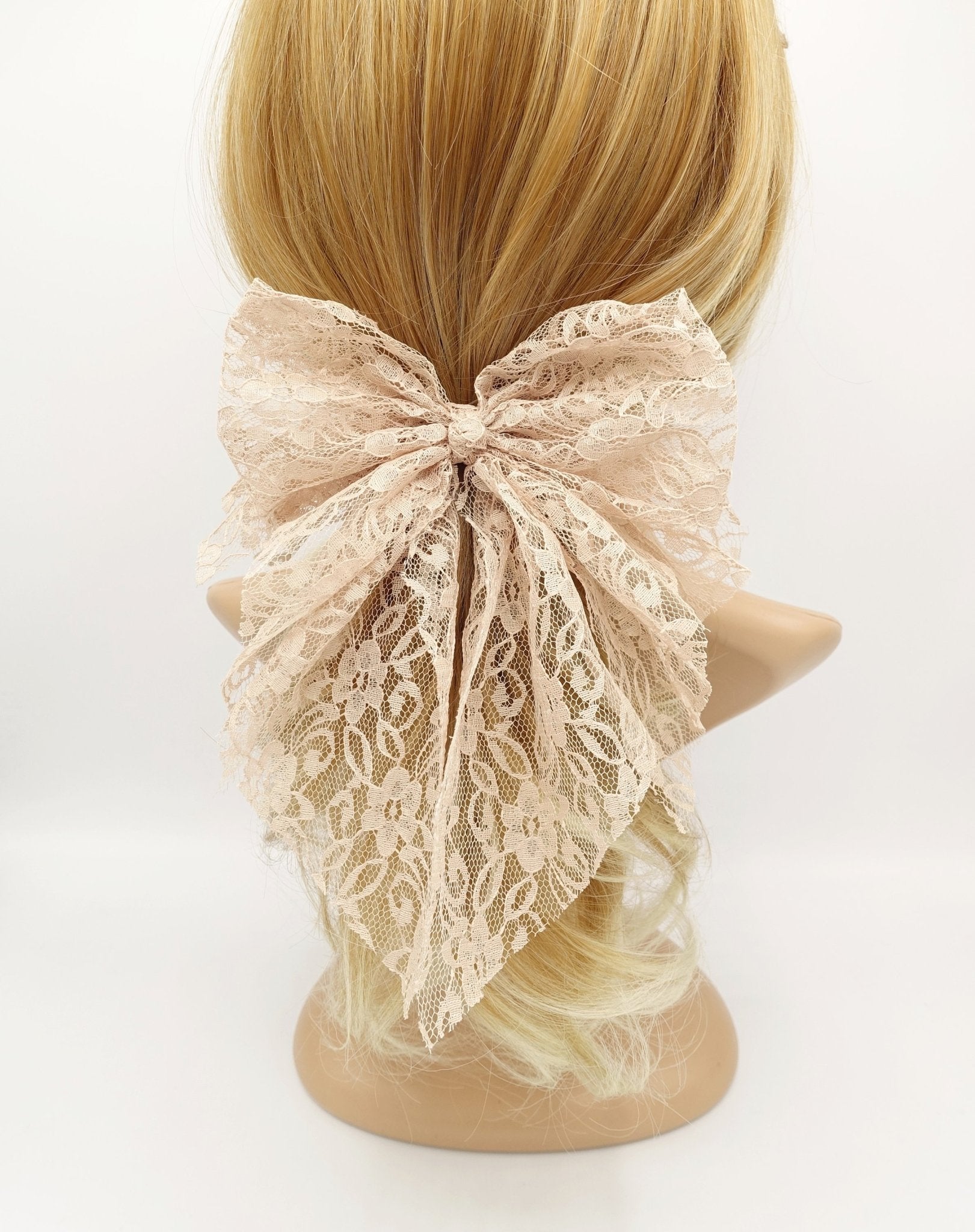 VeryShine claw/banana/barrette Beige lace hair bow feminine styles hair accessory for woman