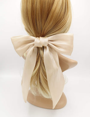 VeryShine claw/banana/barrette Beige organza tail hair bow big stylish hair accessory for women