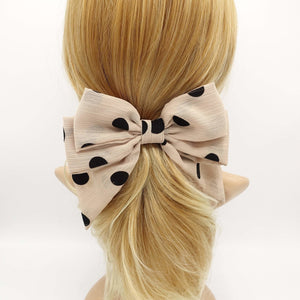 VeryShine claw/banana/barrette Beige velvet dotted chiffon hair bow cute style crinkled fabric hair accessory for women