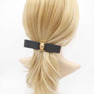 VeryShine claw/banana/barrette Black bamboo buckle embellished suede hair bow barrette luxury hair accessory for women