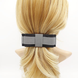 VeryShine claw/banana/barrette black gingham check bow layered flat bow women hair accessory