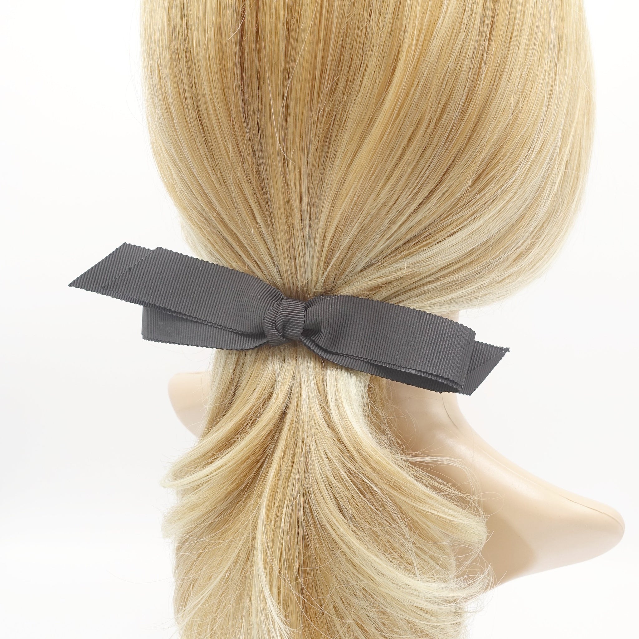 VeryShine Gross Grain Hair Bow Narrow Ribbon Hair Accessory for Women Navy