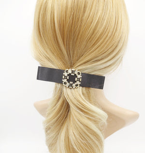 VeryShine claw/banana/barrette Black jeweled buckle satin hair bow luxury hair accessory for women