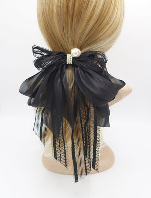 VeryShine claw/banana/barrette Black lace organza hair bow mix and match multi layered hair bow for women