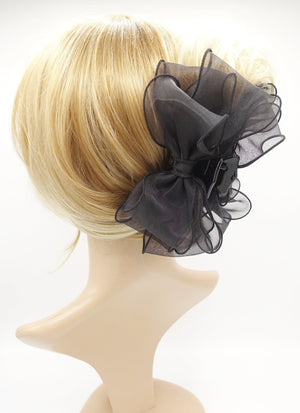 VeryShine claw/banana/barrette Black organza bow hair claw Spring Summer hair accessory for women