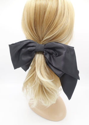 VeryShine claw/banana/barrette Black oversized hair bow satin asymmetric hair bow for women