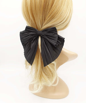 VeryShine claw/banana/barrette Black pleated fabric hair bow thin Spring hair accessory for women