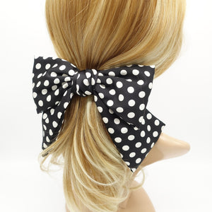 VeryShine claw/banana/barrette Black polka dot hair bow silk satin glossy hair french barrette for women