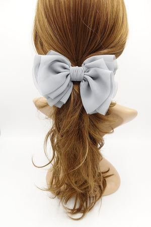 VeryShine claw/banana/barrette Blue gray chiffon pleated hair bow multi-layered Spring Summer basic hair bow for women