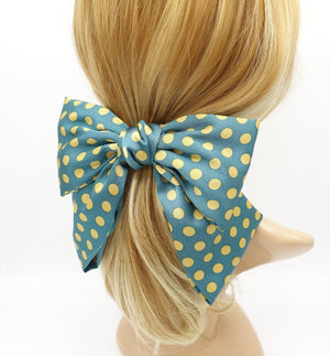 VeryShine claw/banana/barrette Blue green polka dot hair bow silk satin glossy hair french barrette for women