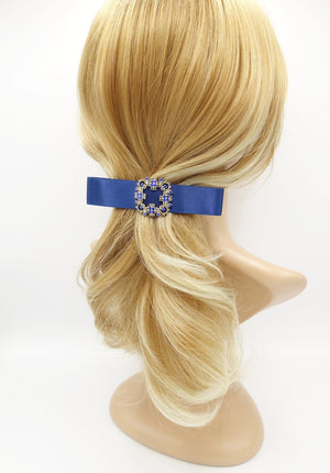VeryShine claw/banana/barrette Blue jeweled buckle satin hair bow luxury hair accessory for women