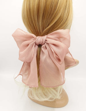 VeryShine claw/banana/barrette Blush pink Spring hair bow rolled hem chiffon hair bow barrette accessory for women