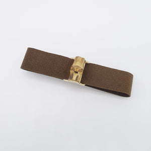 VeryShine claw/banana/barrette Brown bamboo buckle embellished suede hair bow barrette luxury hair accessory for women